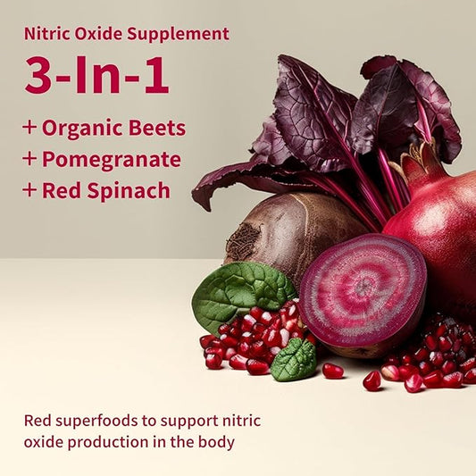 Snap Supplements Organic Beet Root Powder, Nitric Oxide Supplements for Men & Women, Beets, Pomegranate, B Vitamins & Red Spinach, Energy, Heart Health & Circulation Support, 30 Servings, Mixed Berry