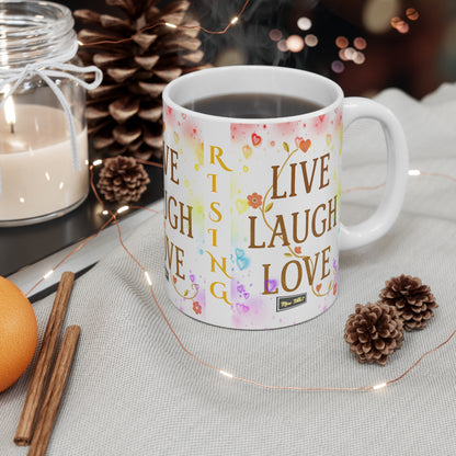 Inspirational Mug - Live Laugh Love, Grand Rising Coffee Cup, Motivational Gift for Friends, Family, Uplifting Decor, Joyful Drinkware