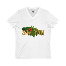 Jamaican Vibes Unisex V-Neck Tee, Tropical Summer Shirt, Island Style Tee, Perfect for Vacations, Caribbean Spirit Apparel