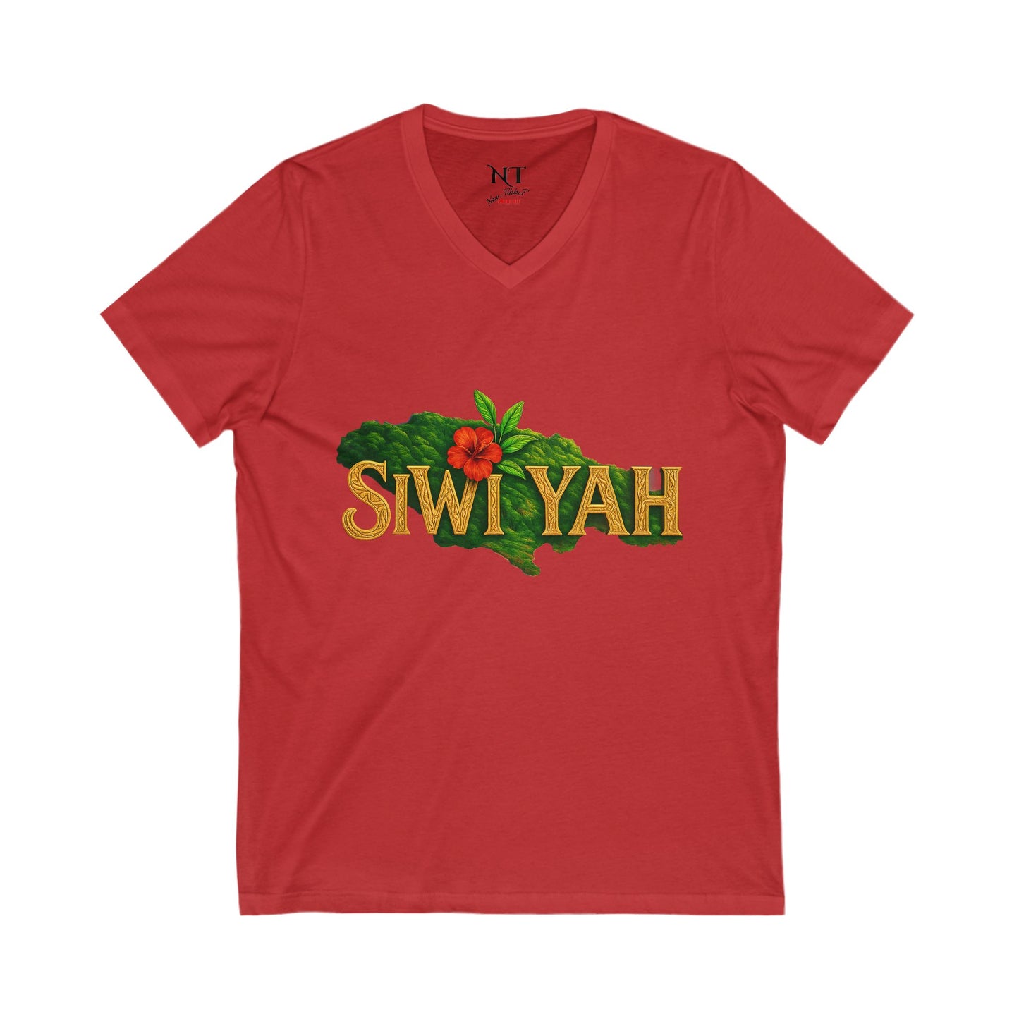 Jamaican Vibes Unisex V-Neck Tee, Tropical Summer Shirt, Island Style Tee, Perfect for Vacations, Caribbean Spirit Apparel