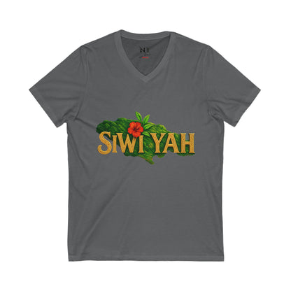 Jamaican Vibes Unisex V-Neck Tee, Tropical Summer Shirt, Island Style Tee, Perfect for Vacations, Caribbean Spirit Apparel