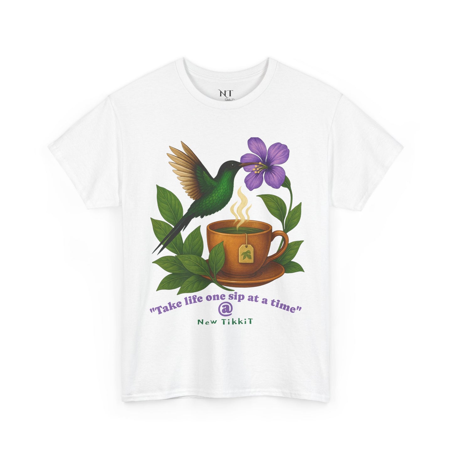 Nature-Inspired Unisex Tee with Hummingbird & Coffee Inspirational Tee