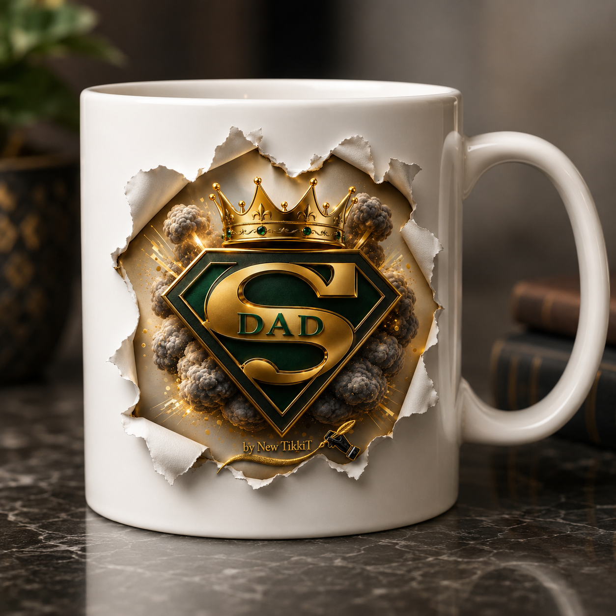 Super Dad Ceramic Mug by New TikkiT
