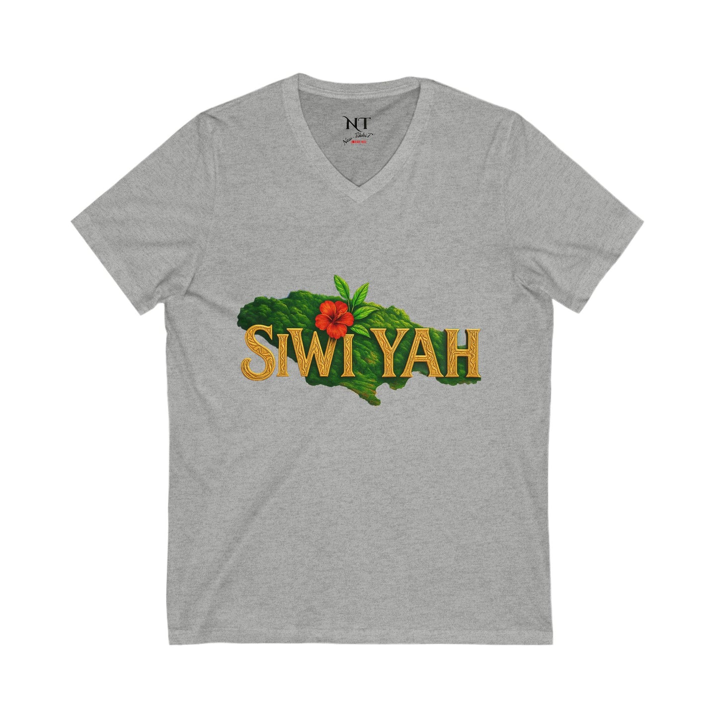 Jamaican Vibes Unisex V-Neck Tee, Tropical Summer Shirt, Island Style Tee, Perfect for Vacations, Caribbean Spirit Apparel