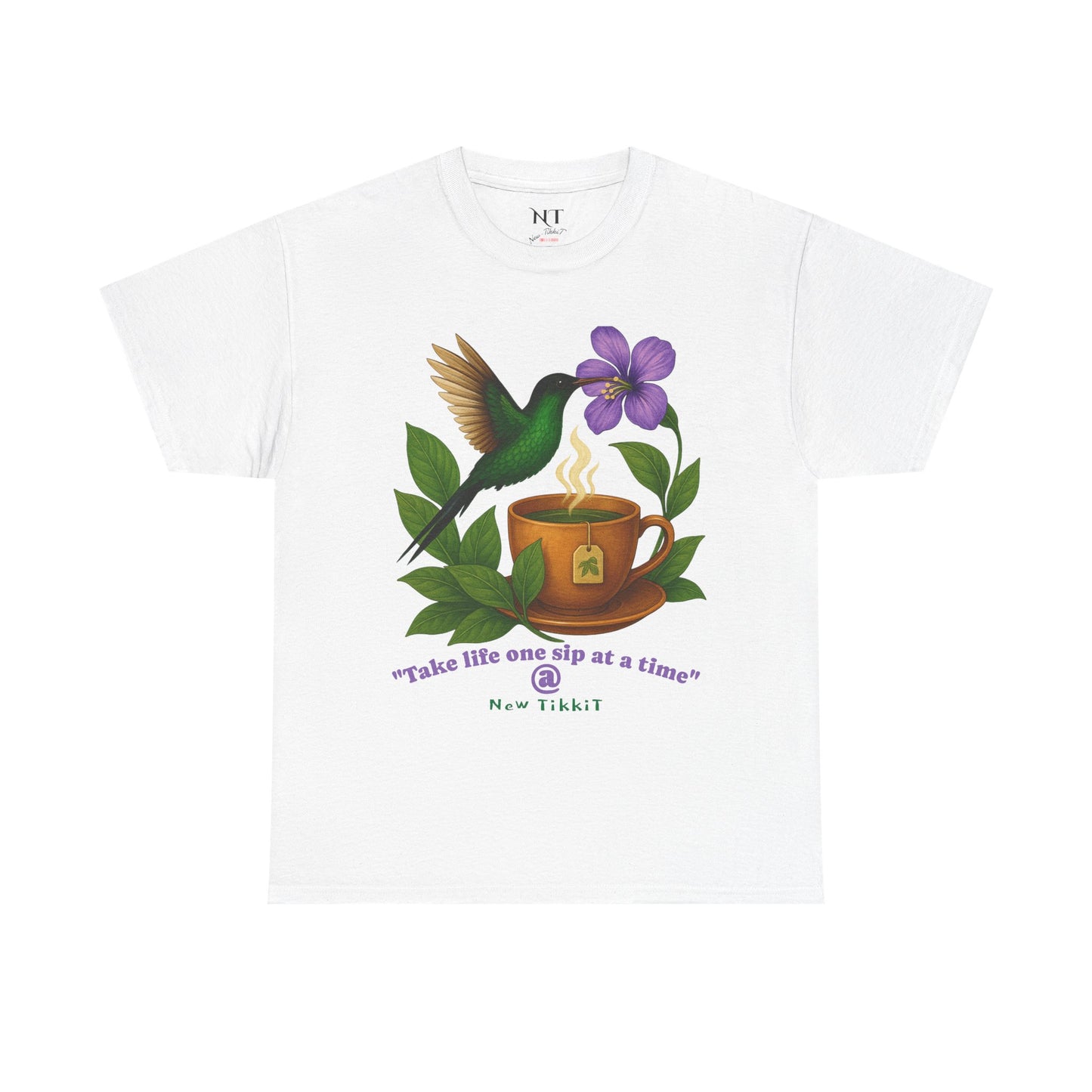 Nature-Inspired Unisex Tee with Hummingbird & Coffee Inspirational Tee