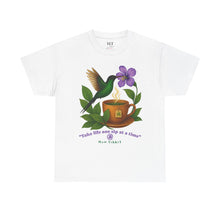 Nature-Inspired Unisex Tee with Hummingbird & Coffee Inspirational Tee