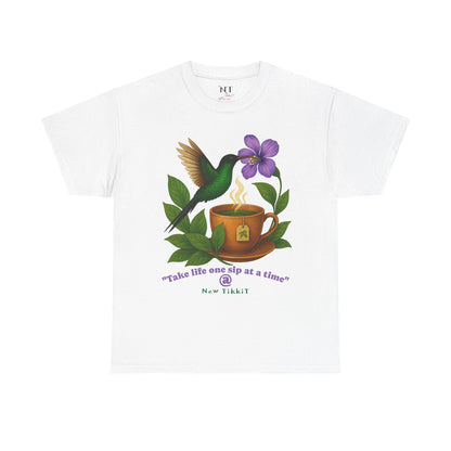Nature-Inspired Unisex Tee with Hummingbird & Coffee Inspirational Tee