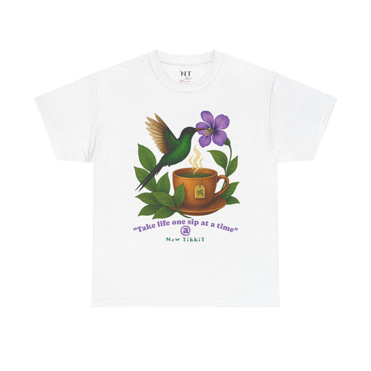 Nature-Inspired Unisex Tee with Hummingbird & Coffee Inspirational Tee