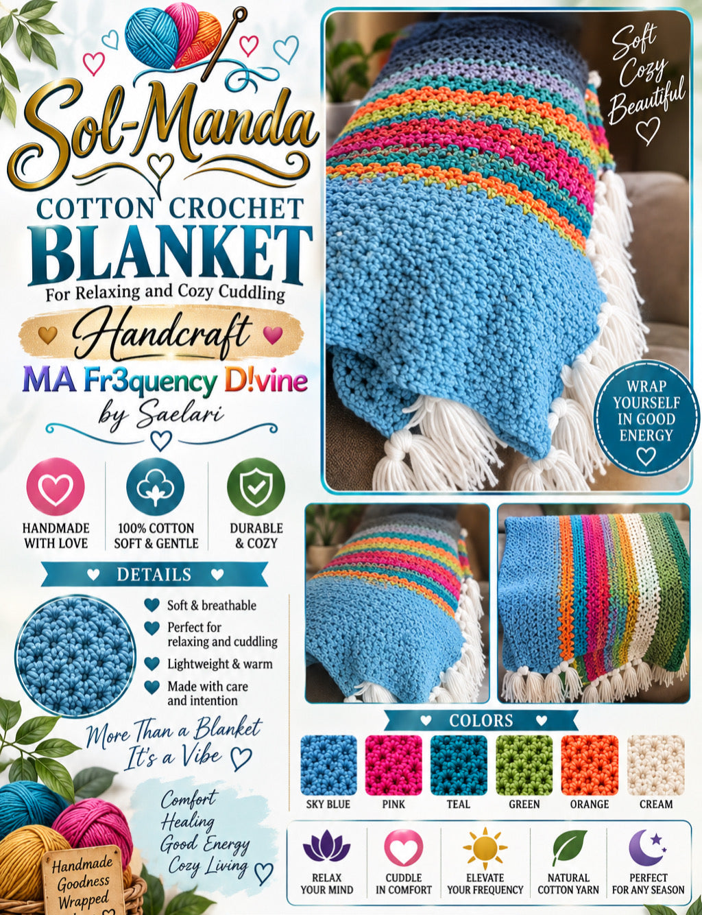 Sol Manda Cotton Crochet Blanket MA Fr3quency D!vine by Saelari