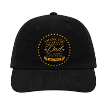 Father's Day Thank You Black Corduroy Cap by New TikkiT